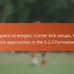 Set piece strategies, Corner kick setups, Free kick approaches in the 5-2-3 Formation