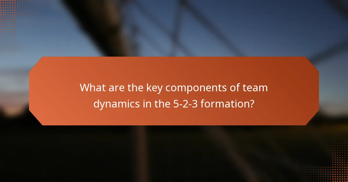 What are the key components of team dynamics in the 5-2-3 formation?